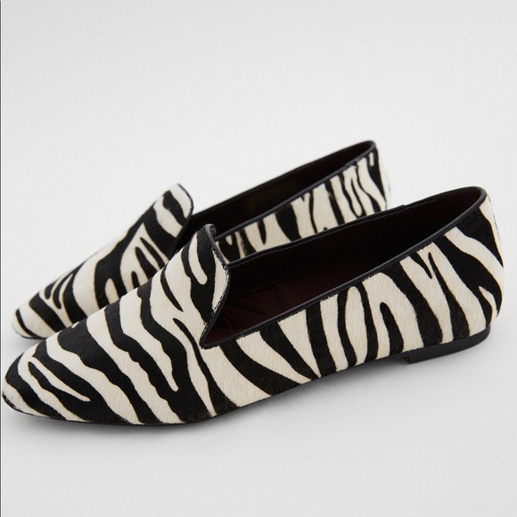 Zara Shoes - NWT ZARA Zebra Print Leather Calf Hair Shoe